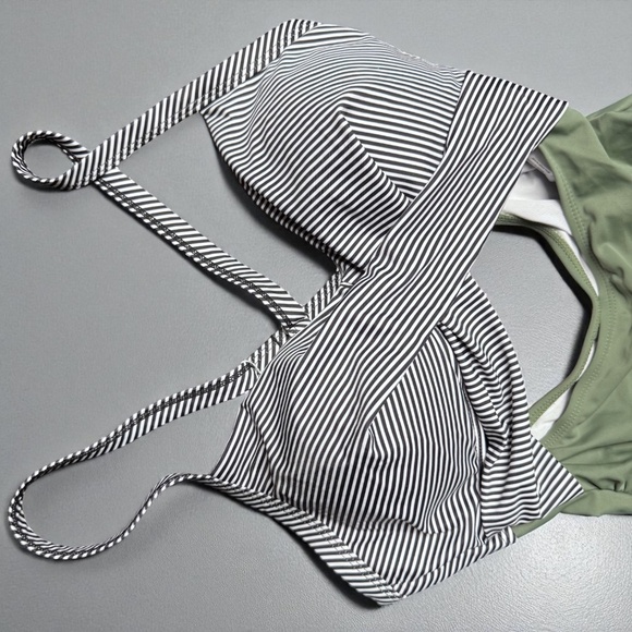 π Stripes & Olive Delight: Chic Eomenie Swimsuit - Medium πΏ NWT - Picture 7 of 10